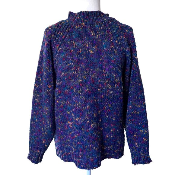 VINTAGE Reference Point 80s purple blue speckle confetti knit oversize sweater - Picture 3 of 5